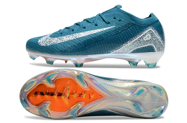 Nike Phantom GT Blue Silver Knit Upper Iridescent Sole Firm-Ground Soccer Shoes 6