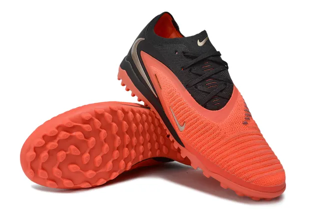 Nike Phantom GT Orange Black Knit Upper Asymmetric Lacing Turf Soccer Shoes 4