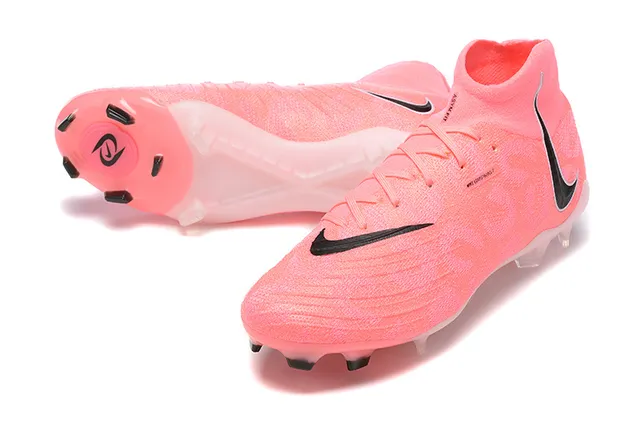 Nike Phantom GT Pink Black 高切针织鞋面 纹理合成覆盖 Firm-Ground 足球鞋 7