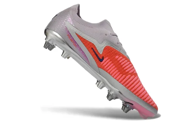 Nike Phantom GT Pink Red Low-Cut Knit Upper Iridescent Swoosh Firm-Ground Soccer Shoes 2