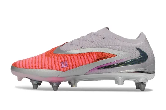 Nike Phantom GT Pink Red Low-Cut Knit Upper Iridescent Swoosh Firm-Ground Soccer Shoes 7