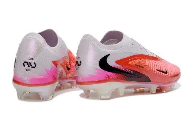 Nike Phantom GT Vermelho Rosa Baixo Corte Tricô Superior Texturizado Ponta Dianteira Grade Solo Firme Sapatos de Futebol 5