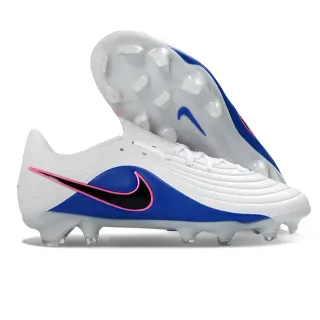 Nike Phantom GT सफेद नीला रिब्ड फोरफुट टेक्सचर असिमेट्रिकल लेसिंग फर्म-ग्राउंड सॉकर शूज