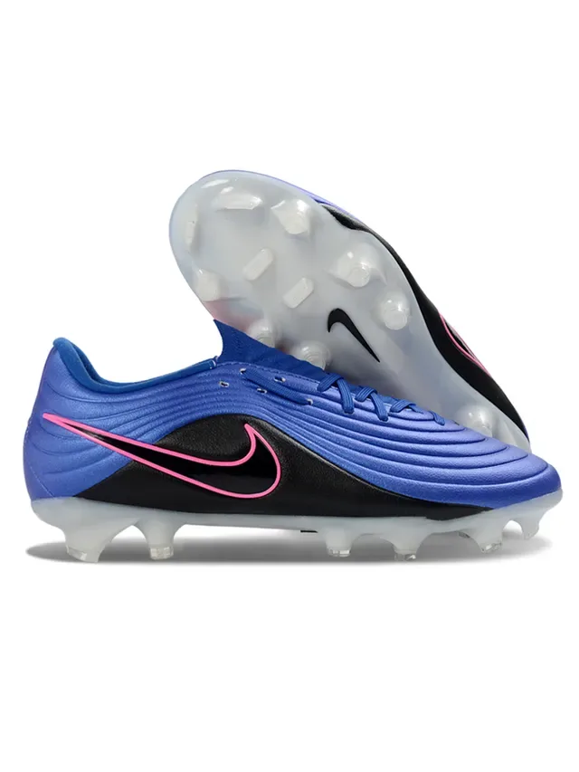 Nike Phantom GT Blanco y Azul Textura Ribeteada en Forefoot Cordones Asimétricos Botas de Fútbol para Césped Firme 6