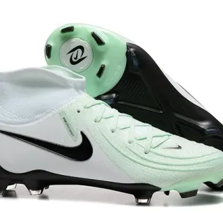 Nike Phantom GT Blanc Vert Haut-Coupé Tricot Supérieur Lacets Asymétriques Chaussures de Football Surface Firme
