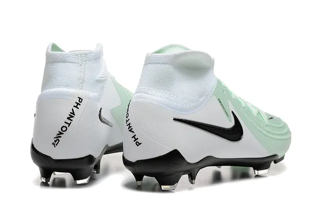 Nike Phantom GT सफेद हरा हाई-कट निट अपर असिमेट्रिकल लेसिंग फर्म-ग्राउंड सॉकर जूते 2