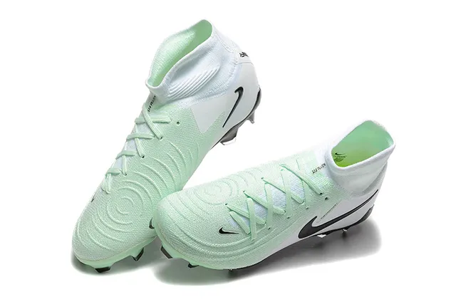 Nike Phantom GT सफेद हरा हाई-कट निट अपर असिमेट्रिकल लेसिंग फर्म-ग्राउंड सॉकर जूते 3