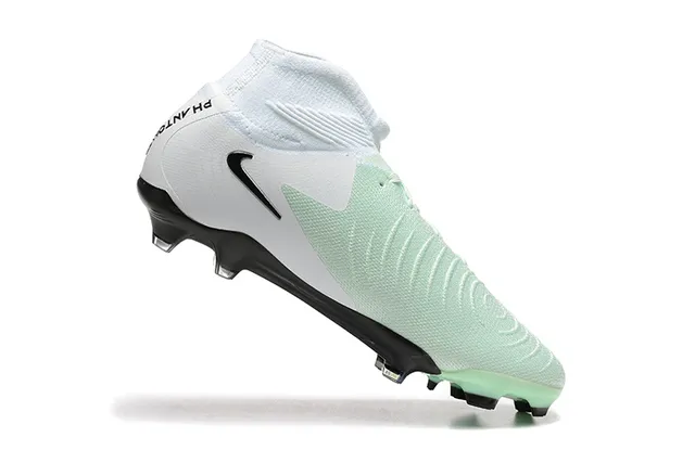Nike Phantom GT सफेद हरा हाई-कट निट अपर असिमेट्रिकल लेसिंग फर्म-ग्राउंड सॉकर जूते 4