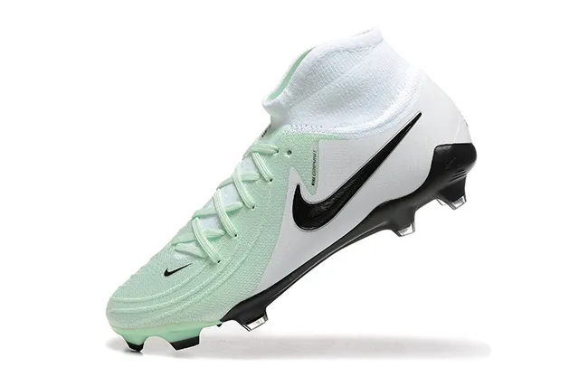 Nike Phantom GT सफेद हरा हाई-कट निट अपर असिमेट्रिकल लेसिंग फर्म-ग्राउंड सॉकर जूते 5
