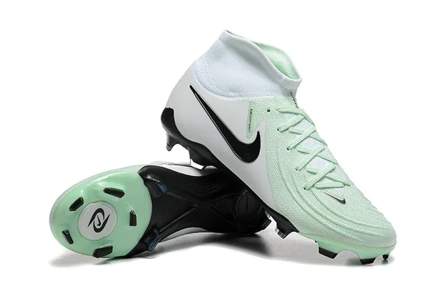 Nike Phantom GT सफेद हरा हाई-कट निट अपर असिमेट्रिकल लेसिंग फर्म-ग्राउंड सॉकर जूते 6