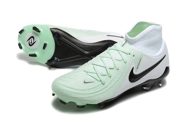 Nike Phantom GT सफेद हरा हाई-कट निट अपर असिमेट्रिकल लेसिंग फर्म-ग्राउंड सॉकर जूते 7