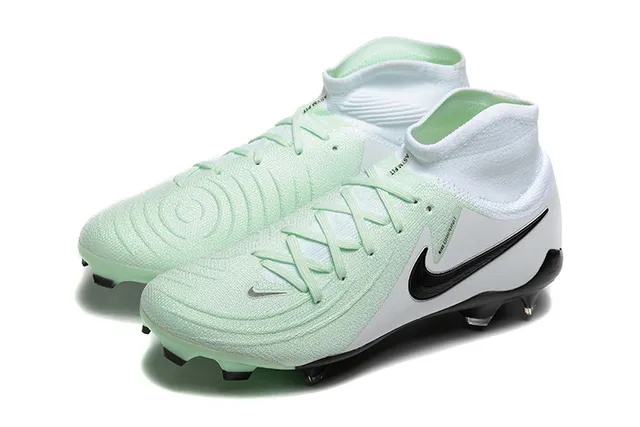 Nike Phantom GT सफेद हरा हाई-कट निट अपर असिमेट्रिकल लेसिंग फर्म-ग्राउंड सॉकर जूते 8