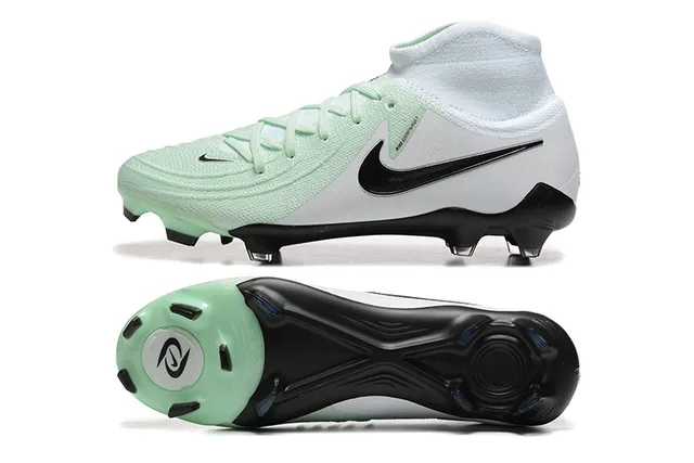 Nike Phantom GT सफेद हरा हाई-कट निट अपर असिमेट्रिकल लेसिंग फर्म-ग्राउंड सॉकर जूते 9