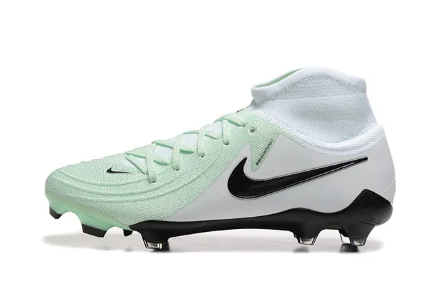 Nike Phantom GT सफेद हरा हाई-कट निट अपर असिमेट्रिकल लेसिंग फर्म-ग्राउंड सॉकर जूते 10