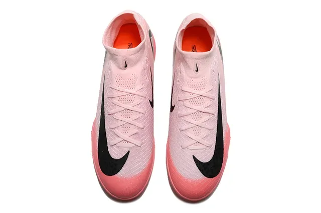 Nike Pink Black High-Cut Sock-Fit Upper Gradient Turf Soccer Shoes 2