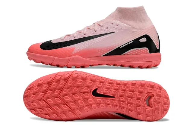 Nike Pink Black High-Cut Sock-Fit Upper Gradient Turf Soccer Shoes 5