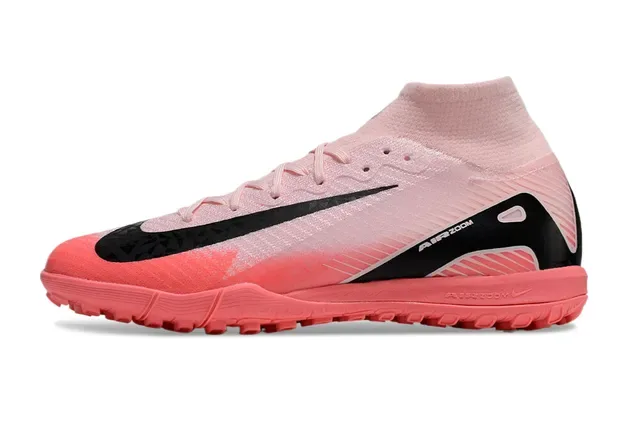 Nike Pink Black High-Cut Sock-Fit Upper Gradient Turf Soccer Shoes 8