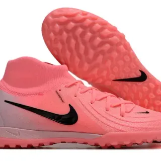 Nike Chaussures de football turf col de chaussette maille rose noir superposition synthétique cage