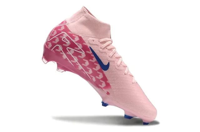 Nike Chuteiras de Futebol Rosa Azul Alto Corte Colar Tipo Meia Superior Sintética com Padrão Sola para Gramado Firme 2