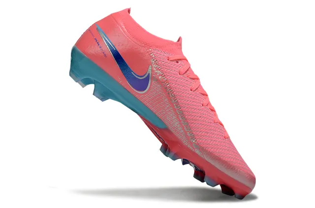 Nike Pink Blue Knitted Upper Low-Cut Collar Firm-Ground Soccer Shoes 2