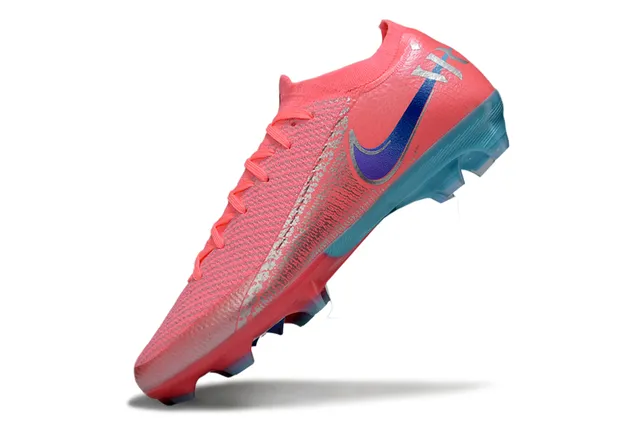 Nike Pink Blue Knitted Upper Low-Cut Collar Firm-Ground Soccer Shoes 3