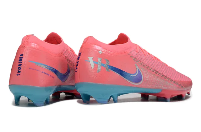 Nike Pink Blue Knitted Upper Low-Cut Collar Firm-Ground Soccer Shoes 5