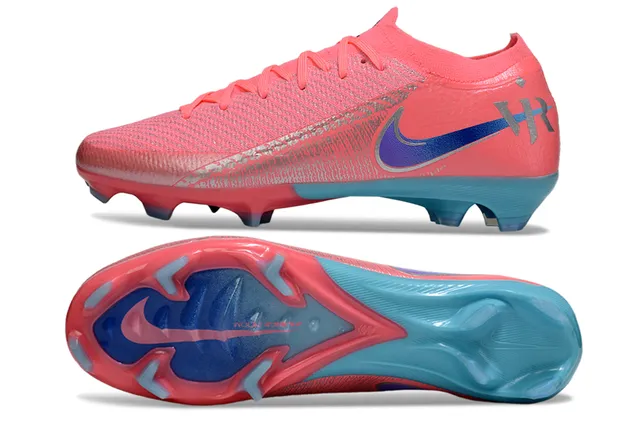 Nike Pink Blue Knitted Upper Low-Cut Collar Firm-Ground Soccer Shoes 6