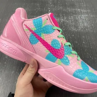 Nike Tênis de Basquete Rosa Azul Low-Top Silhouette Texturizada Padrão Floral Superior