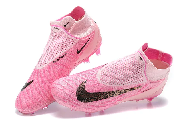 Nike Zapatillas de fútbol con cuello de calcetín rosa púrpura, suela iridiscente translúcida para terreno firme 2