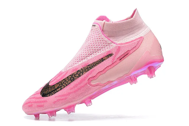 Nike Zapatillas de fútbol con cuello de calcetín rosa púrpura, suela iridiscente translúcida para terreno firme 4