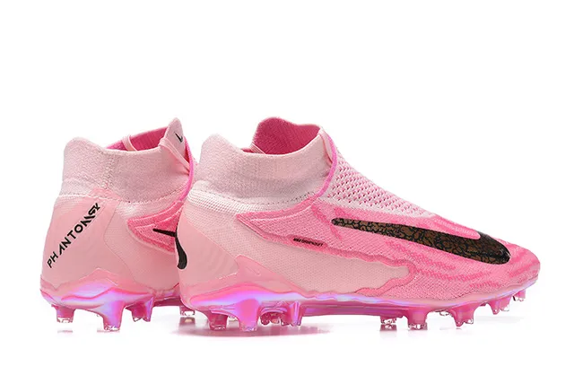 Nike Zapatillas de fútbol con cuello de calcetín rosa púrpura, suela iridiscente translúcida para terreno firme 5