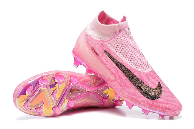 Nike Zapatillas de fútbol con cuello de calcetín rosa púrpura, suela iridiscente translúcida para terreno firme 6