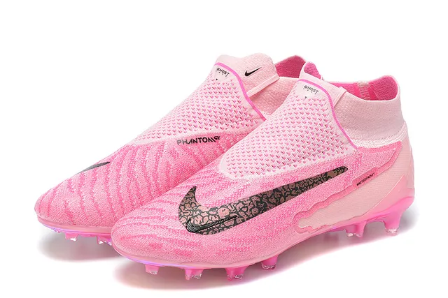 Nike Zapatillas de fútbol con cuello de calcetín rosa púrpura, suela iridiscente translúcida para terreno firme 8