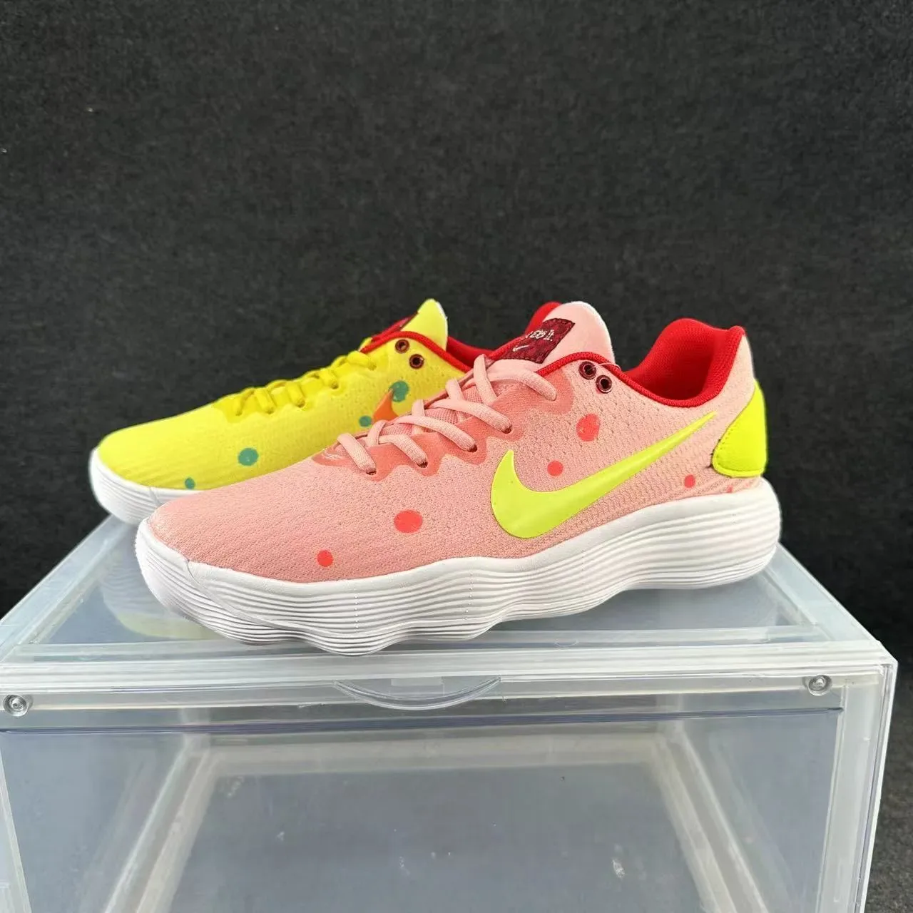 Nike Pink Yellow Knit Upper Polka-Dot Pattern Lifestyle Sneakers 2