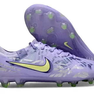 Nike Purple Yellow Low-Cut Football Boot Synthetic Overlay Pattern Firm-Ground Soccer Shoes