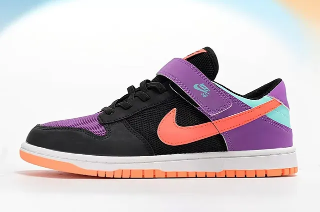 Nike SB Dunk Low Black Purple Orange Skateboard Shoes 7