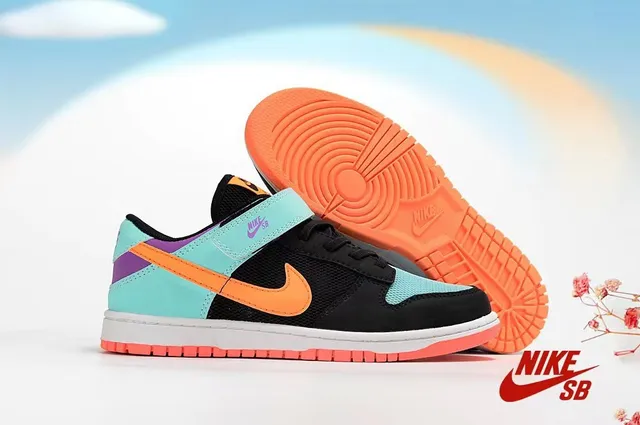 Nike SB Dunk Low Black Purple Orange Skateboard Shoes 21