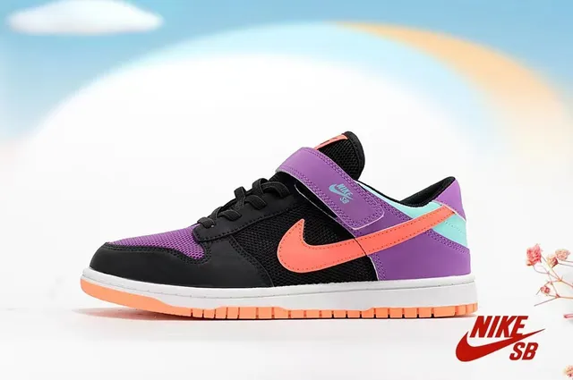 Nike SB Dunk Low Black Purple Orange Skateboard Shoes 22
