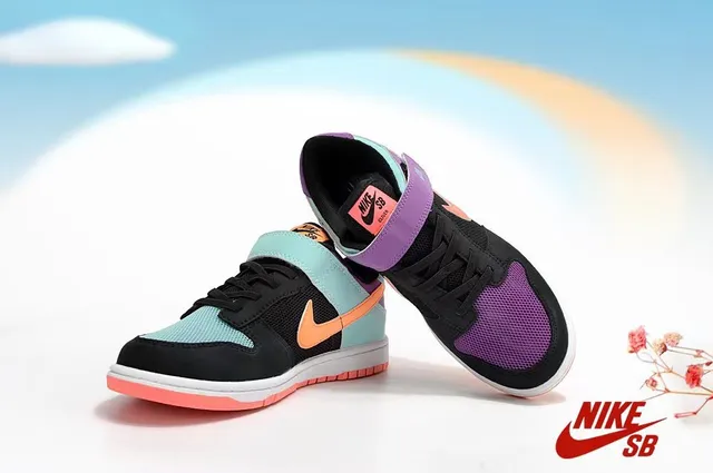 Nike SB Dunk Low Black Purple Orange Skateboard Shoes 24