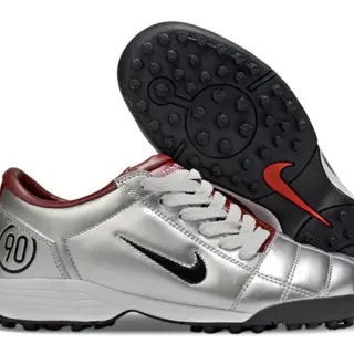 Nike Argent Bordeaux Métallique Synthétique Supérieur Matelassé Construction Empiègne Chaussures de Football Turf