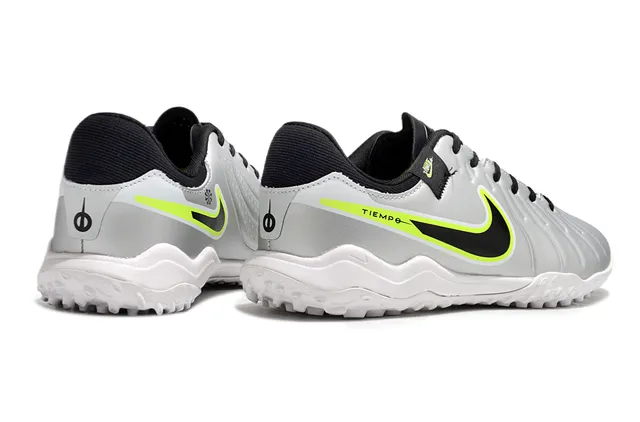 Nike Tiempo সাদা সবুজ টেক্সচার্ড কুইল্টেড উপর নিম্ন-কাট সিলুয়েট টার্ফ সকার জুতা 5