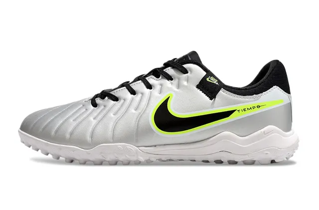 Nike Tiempo সাদা সবুজ টেক্সচার্ড কুইল্টেড উপর নিম্ন-কাট সিলুয়েট টার্ফ সকার জুতা 7