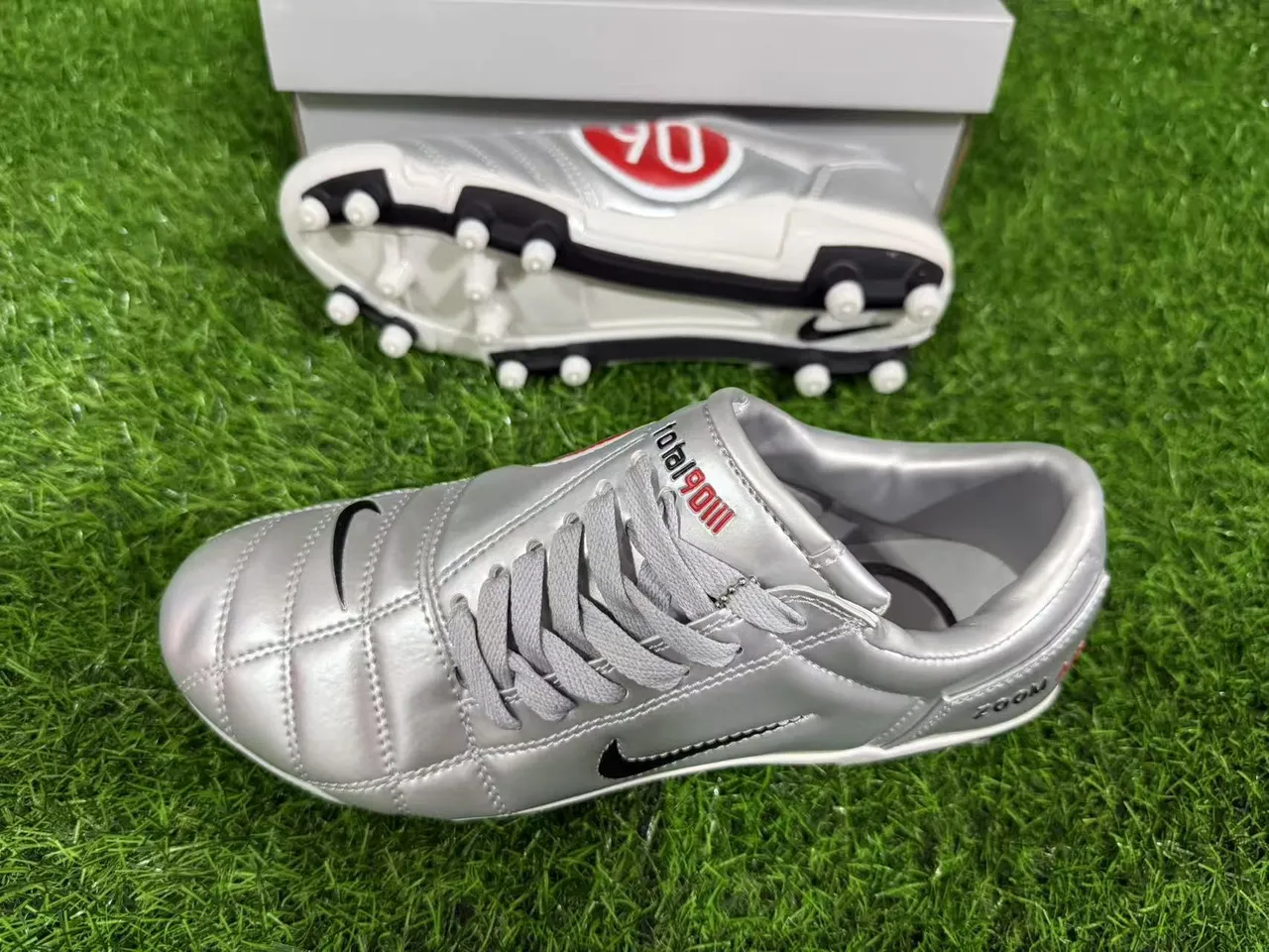 Nike Total 90 Zoom Air Metallic Silver Firm-Ground फुटबॉल जूते 5