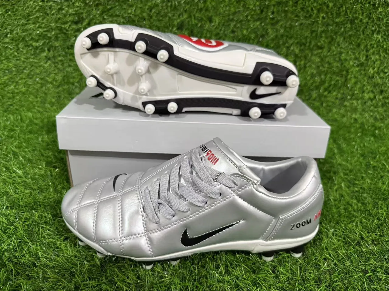 Nike Total 90 Zoom Air Metallic Silver Firm-Ground फुटबॉल जूते 6