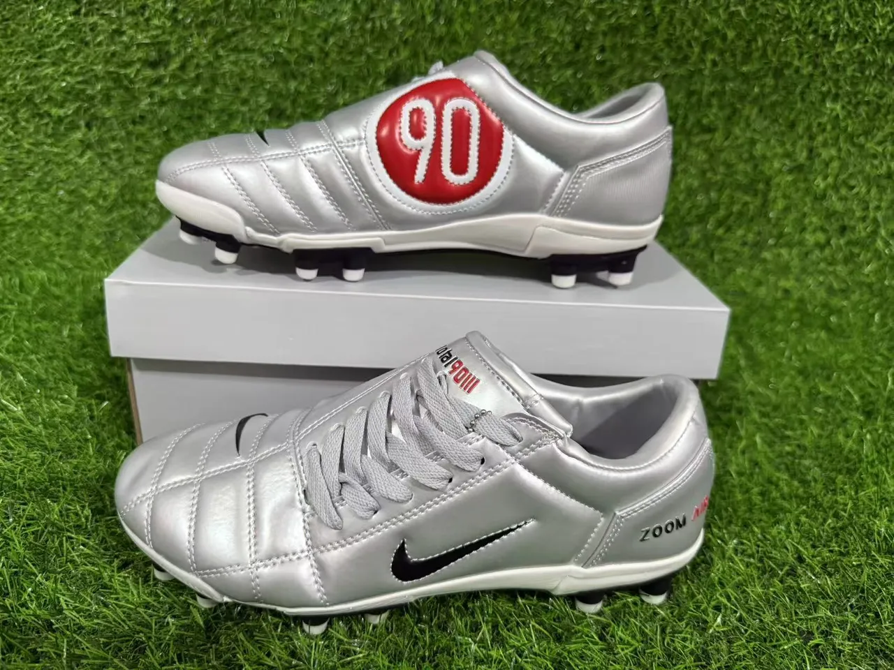 Nike Total 90 Zoom Air Metallic Silver Firm-Ground फुटबॉल जूते 7