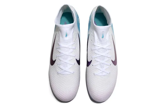 Nike সাদা নীল High-Cut Sock-Fit Collar Iridescent Purple Swoosh Firm-Ground ফুটবল জুতো 2