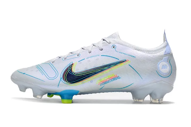 Nike blanc bleu basse coupe haut en tricot col avec ajustement dynamique terrain ferme chaussures de football 6