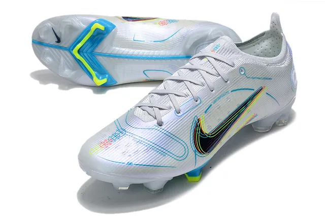 Nike blanc bleu basse coupe haut en tricot col avec ajustement dynamique terrain ferme chaussures de football 7