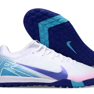 Nike chaussures de football turf blanc et bleu low-cut upper mesh synthétique
