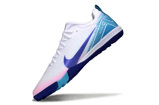 Nike White Blue Low-Cut Synthetic Mesh Upper Turf Soccer Shoes 3